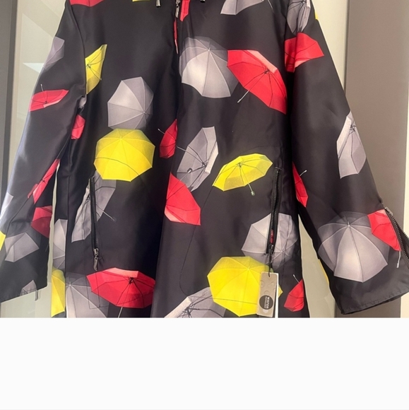 Reversible umbrella ☔ print raincoat w/hood NWT - Picture 1 of 12